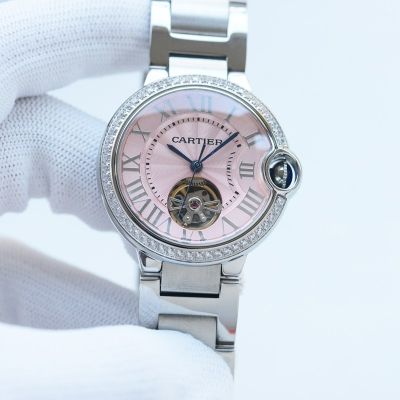 Cartier Stainless Steel Stainless Steel/Rose Gold Strap 36*10MM Pink Dial Watch